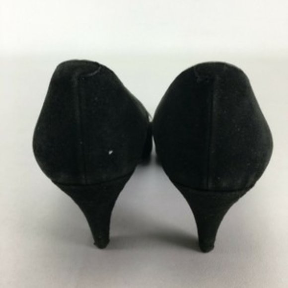 Yves Saint Laurent Black Silver Suede Almond Toe